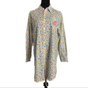 Lauren Ralph Lauren SZ L Hampton Chic Micro Floral Button Down Sleep Shirt